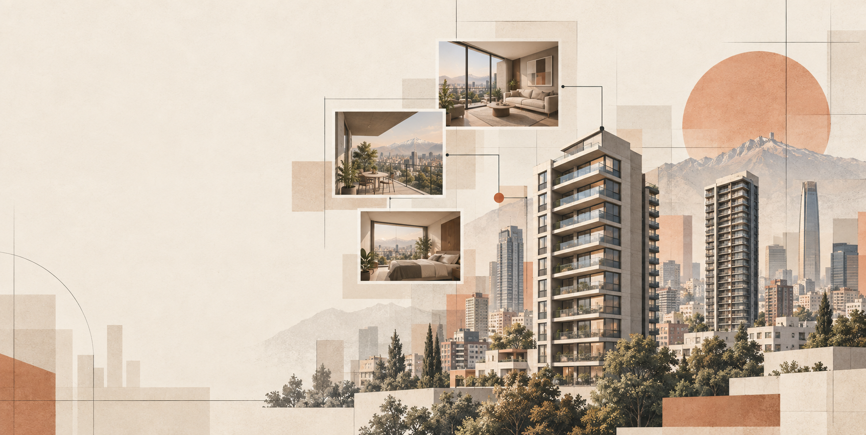 Composición arquitectónica de inmuebles y contenido organizado para su publicación